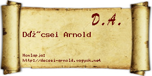 Décsei Arnold névjegykártya