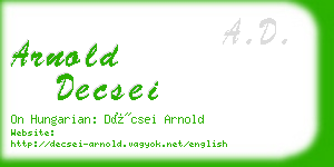 arnold decsei business card